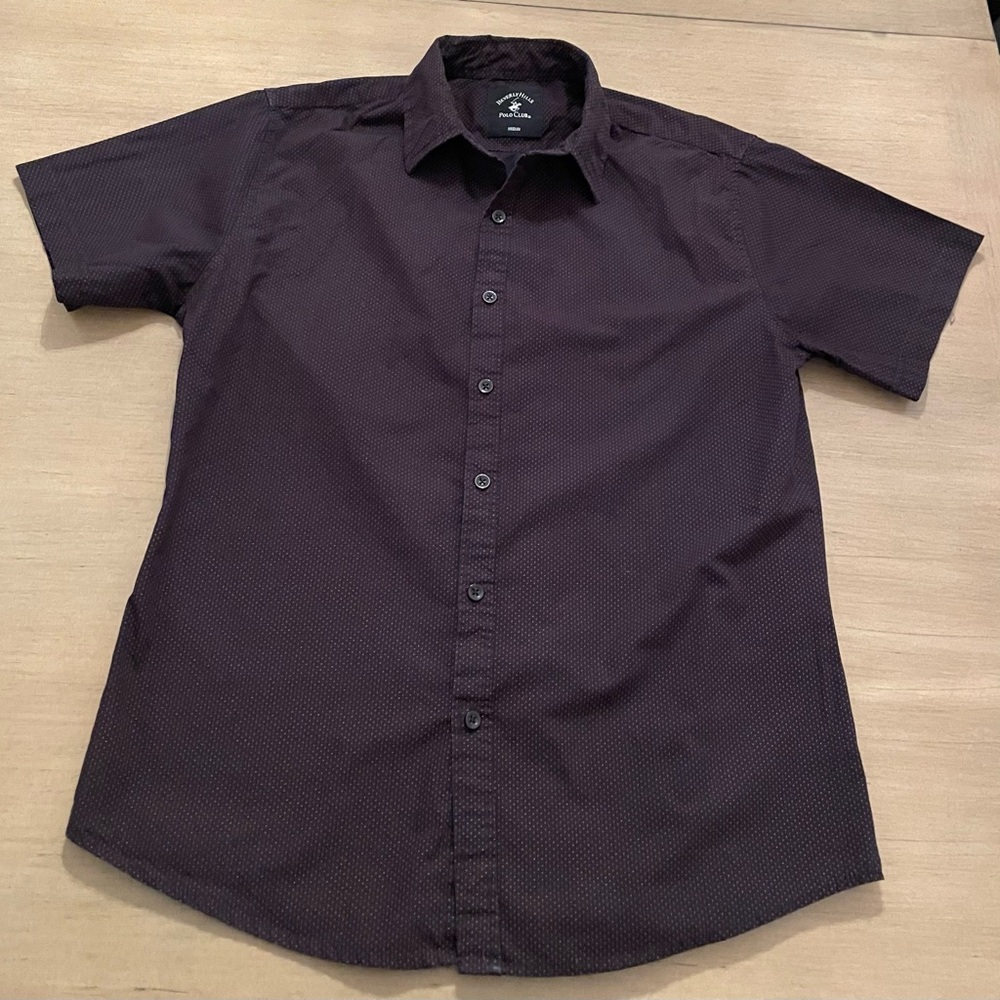 Men's Black Short Sleeve Button-Up Shirt